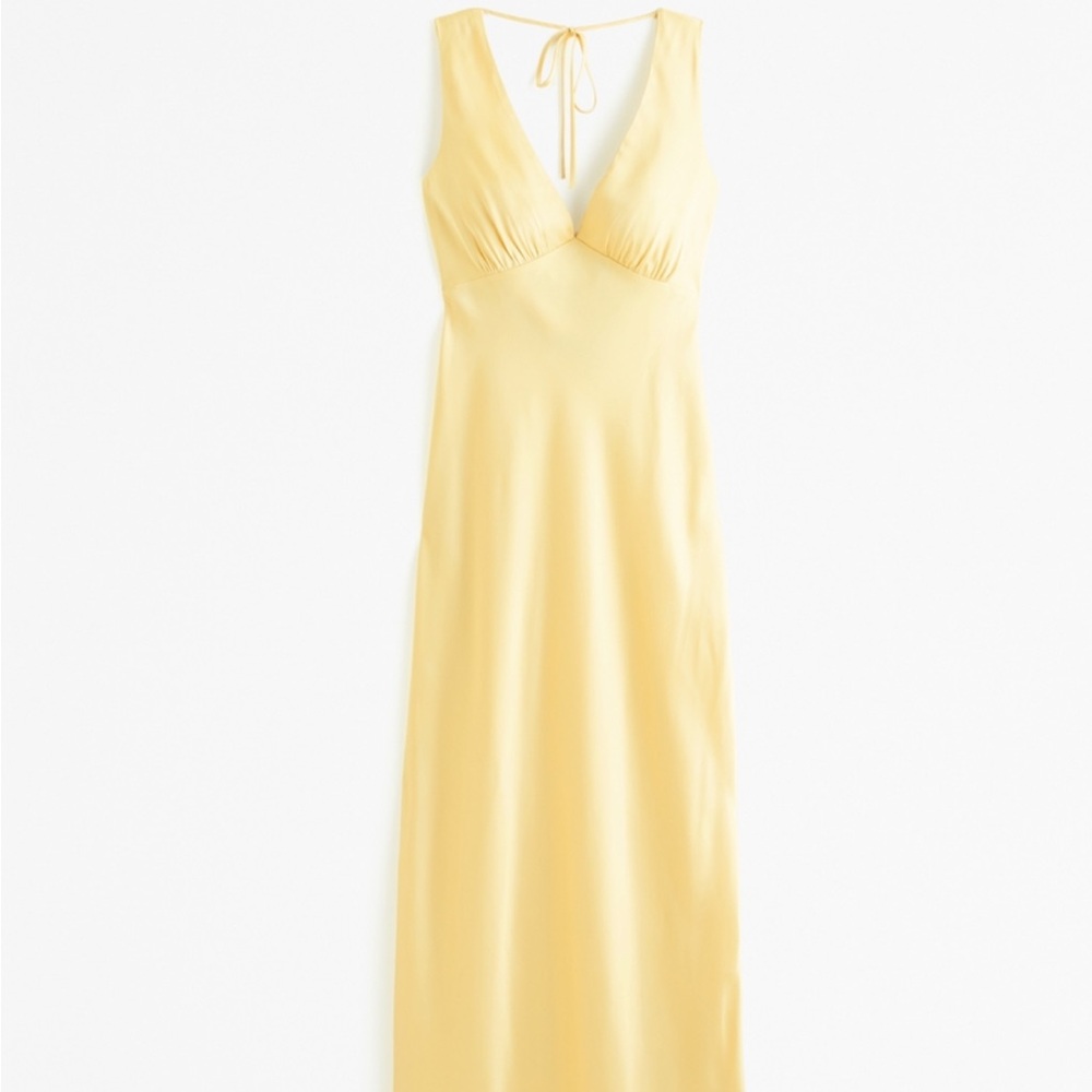 Plunge cowl back maxi dress in yellow